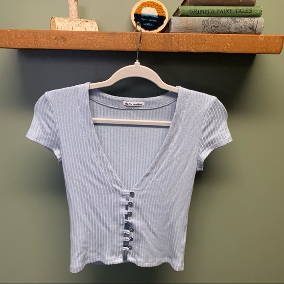 Reformation Tops - Reformation Nella knit top blue extra small